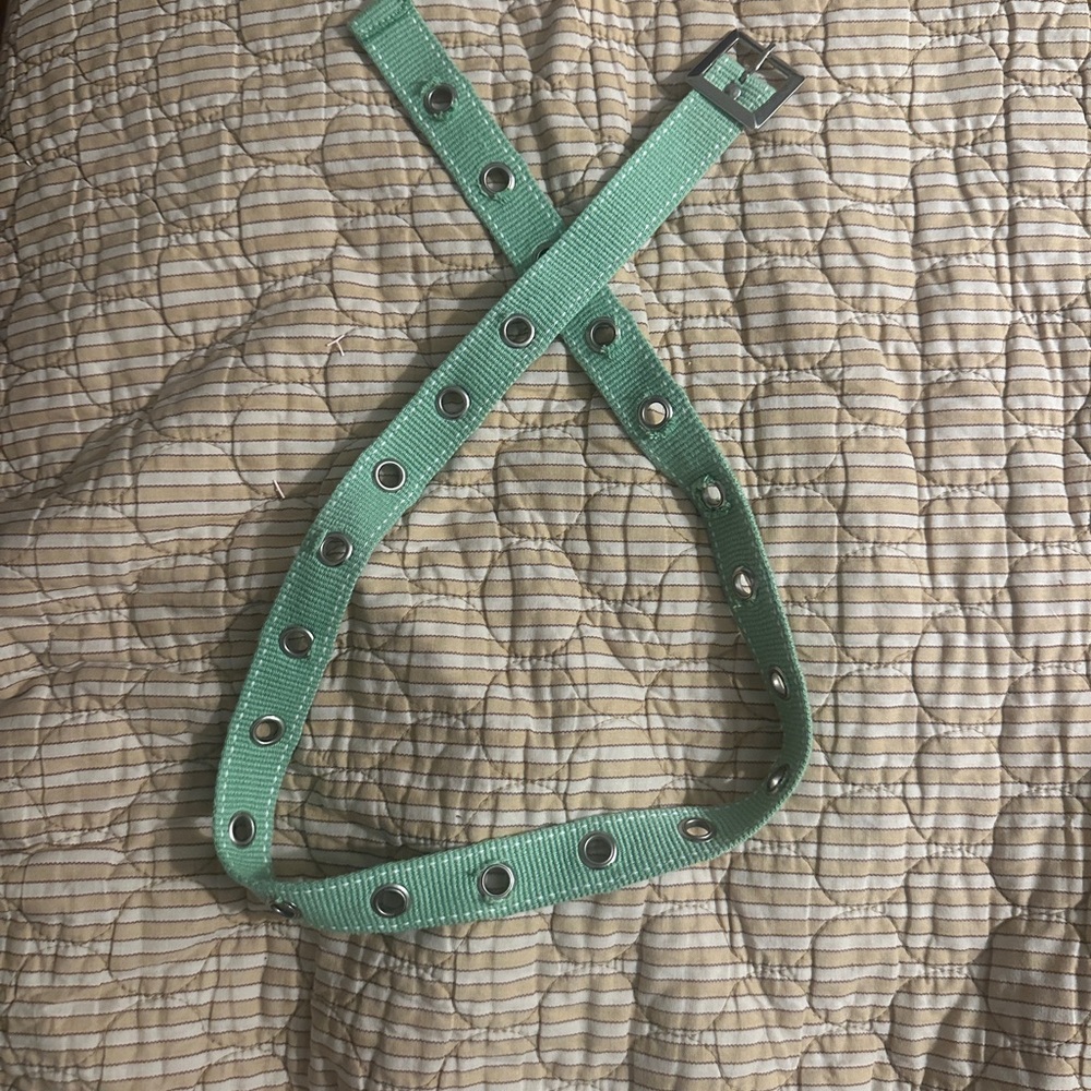 Y2K Light Green Grommet Belt 37.5’ Size Small